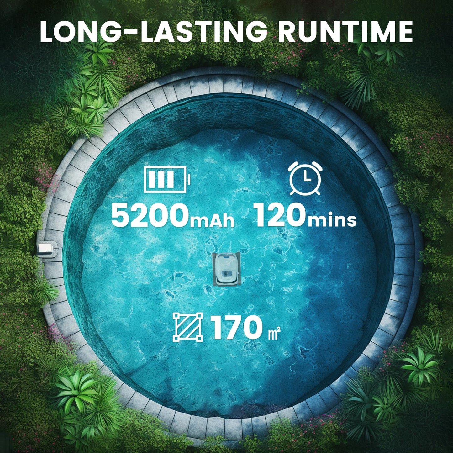 AIRROBO Pool Vacuum for Inground Pools, Smart Navigation Pool Cleaner Robot, Wall Climbing Pool Cleaner, Cleans Pool Floors, Walls & Waterline, 120 Min Run Time, for Above Ground & Inground Pools