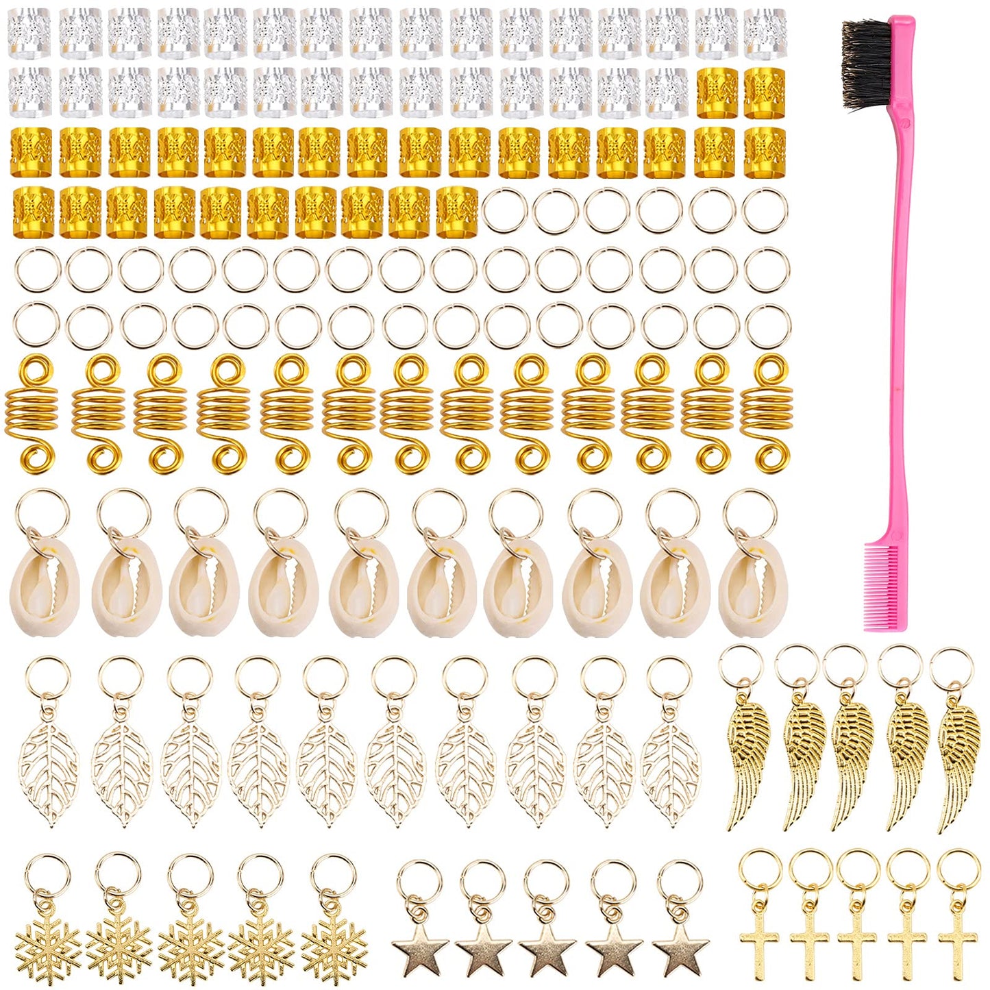 140 Pcs Loc Hair Jewelry For Women Braids, Dreadlock Accessories Metal Sliver Gold Hair Cuffs Decorations