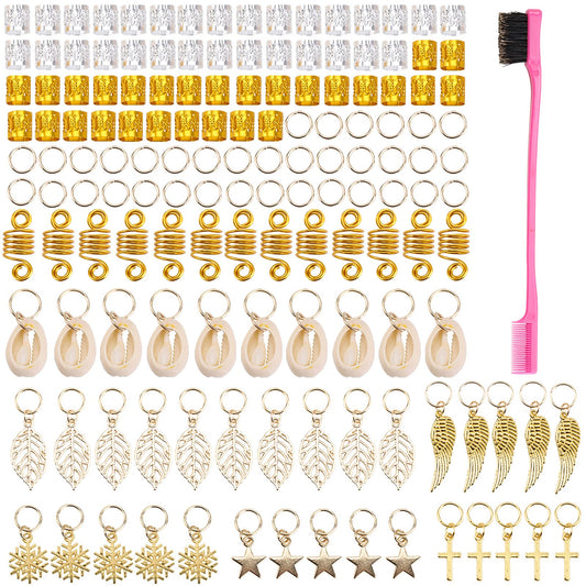 140 Pcs Loc Hair Jewelry For Women Braids, Dreadlock Accessories Metal Sliver Gold Hair Cuffs Decorations