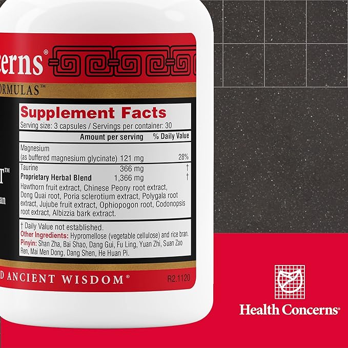 Health Concerns Calm Spirit - Stress Relief Supplement for Men & Women - Herbal Calming Support - Eases Tension & Nervousness - Magnesium, Hawthorn, Chinese Peony & More - 90 Capsules