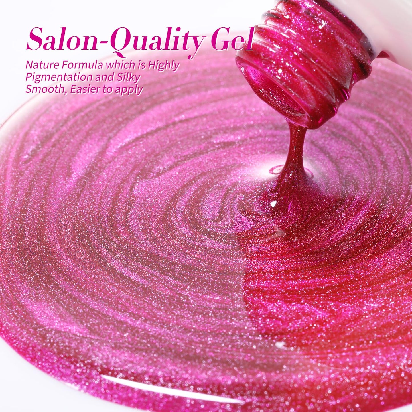 Born Pretty Jelly Gel Nail Polish, Glitter Gel Polish, Hot Pink Nude Cat Magnetic Eye Gel Nail Polish, Sheer Crystal Transparent Sparkle Gel Nail, Nail Manicure Gift DIY at Home 6PCS 7ml