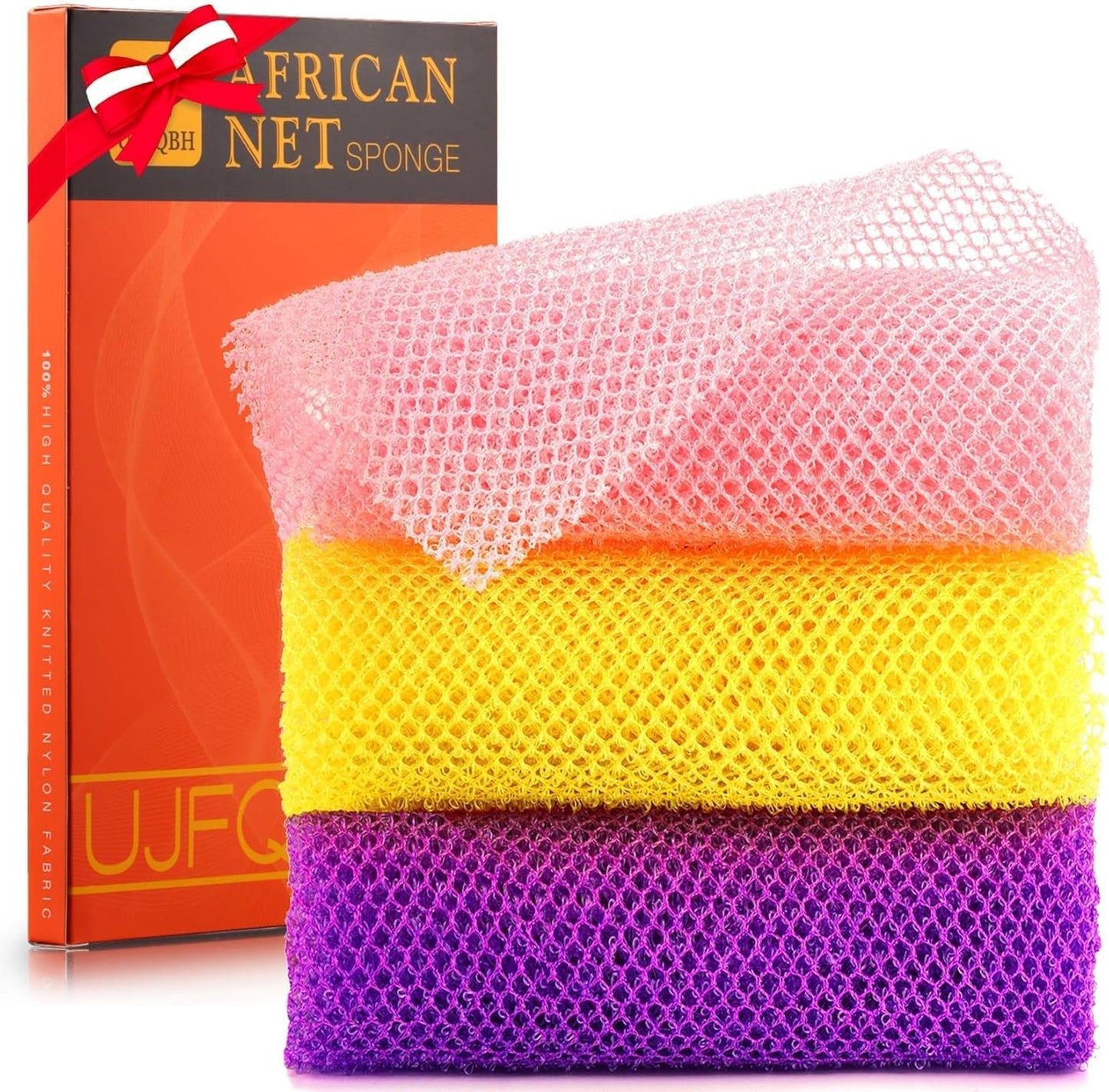 3-Piece African Exfoliating Net Bath Sponge Set | Skin Smoother | Daily Use