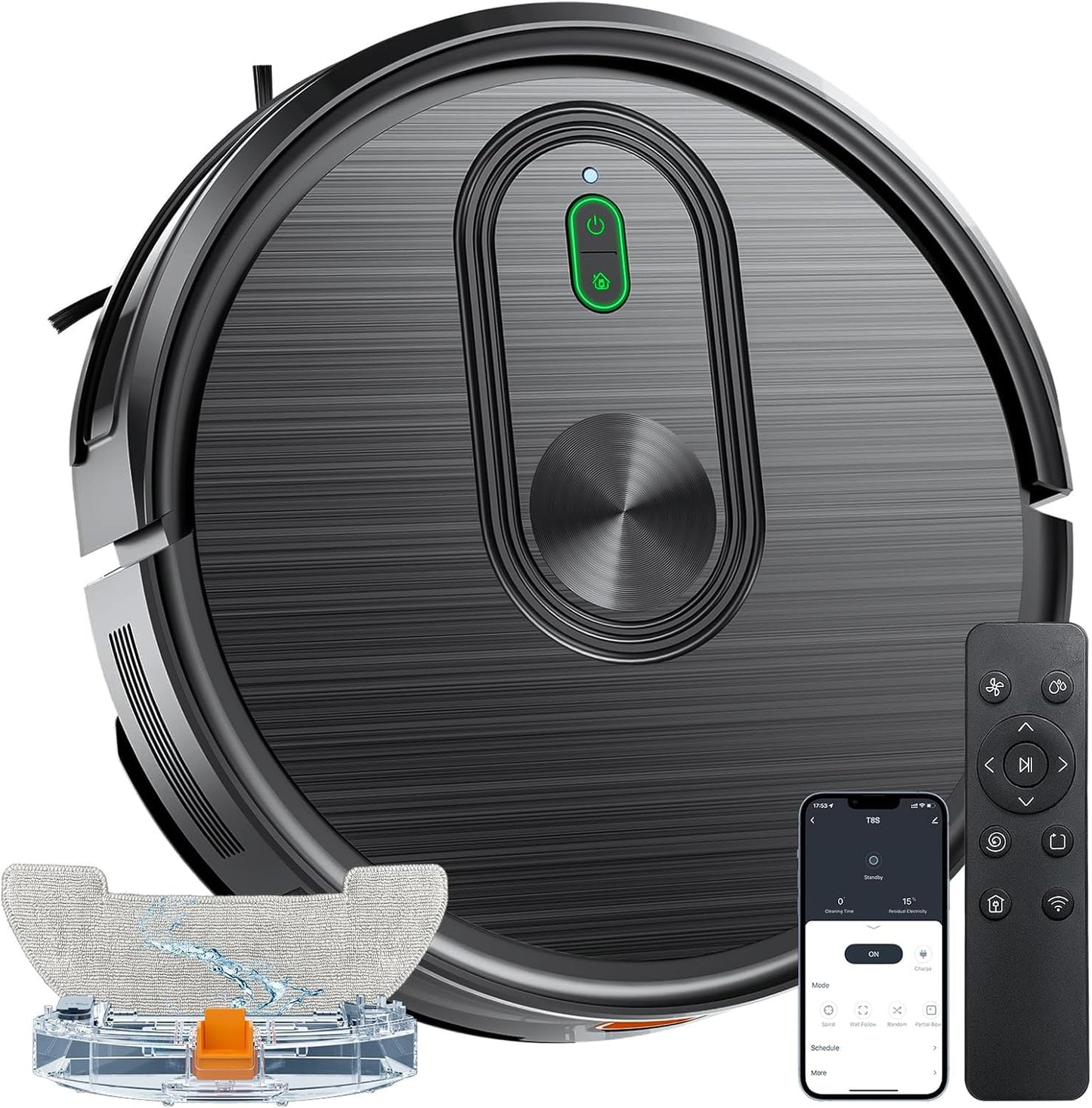 Robot Vacuum and Mop Combo,3200Pa Powerful Suction Robotic Vacuum Cleaner,120Min Runtime with Schedule, App/Bluetooth/Voice,Self-Charging Robot Vacuums Cleaner,Ideal for Pet Hair, Hard Floor,Carpet