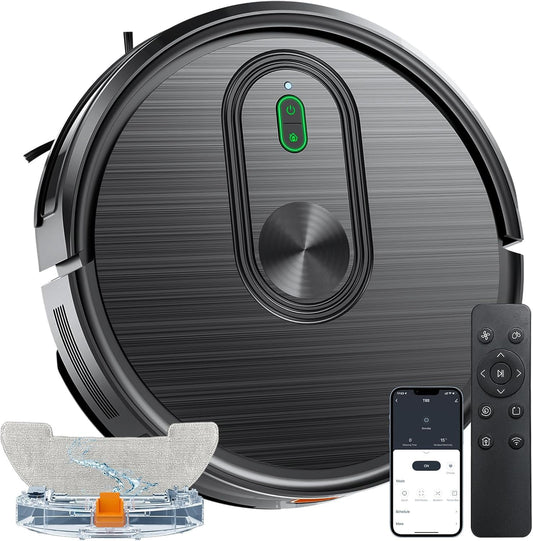 Robot Vacuum and Mop Combo,3200Pa Powerful Suction Robotic Vacuum Cleaner,120Min Runtime with Schedule, App/Bluetooth/Voice,Self-Charging Robot Vacuums Cleaner,Ideal for Pet Hair, Hard Floor,Carpet