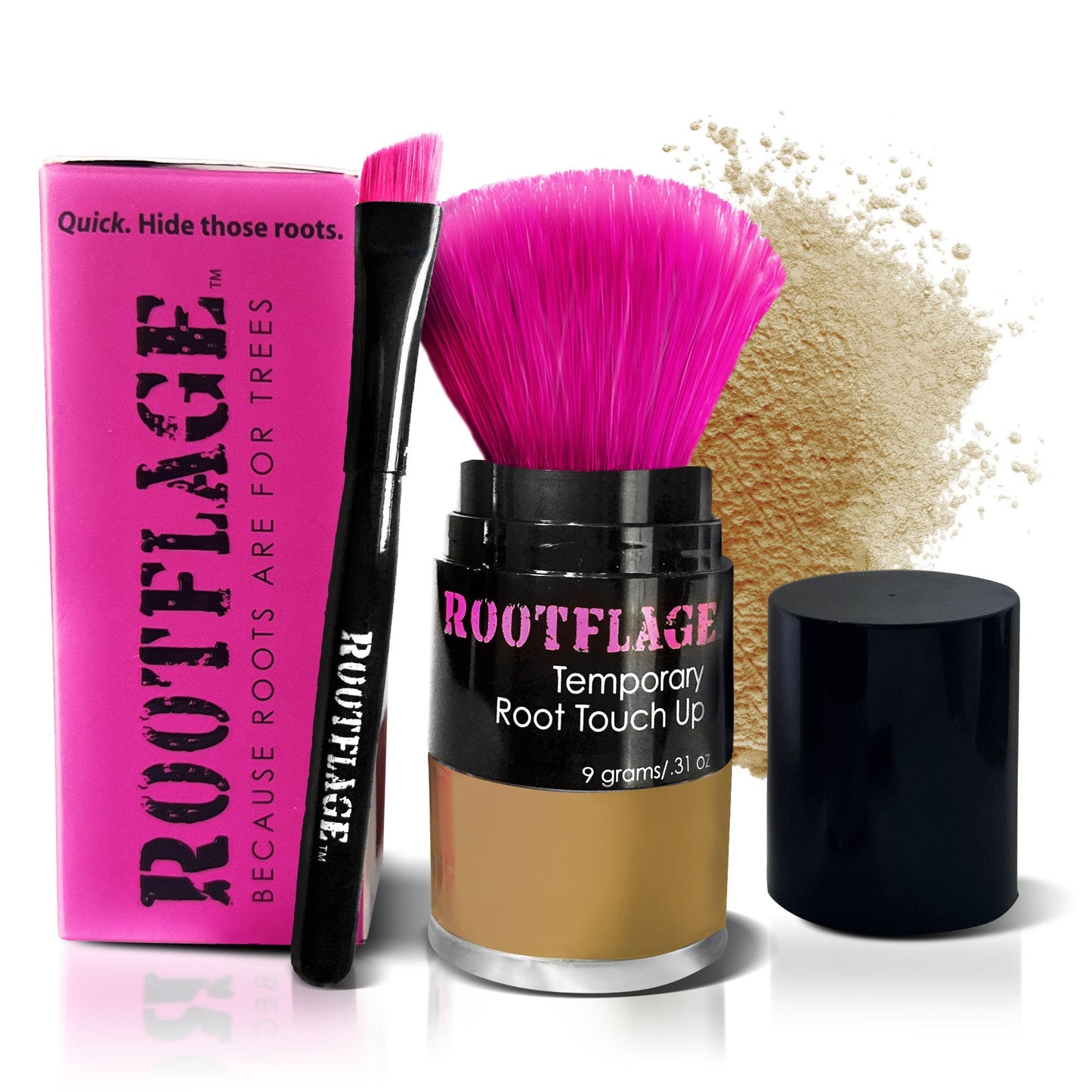 Rootflage Root Touch Up Powder - Light Brown Hair Powder for Instant Temporary Root Touch Up, Hairline Filler