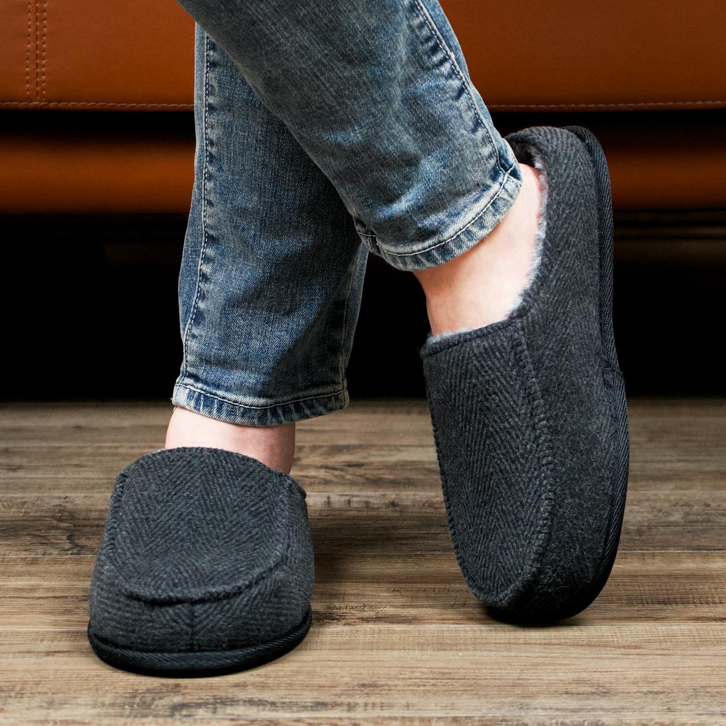 cosyone1997 Men's House Slippers, Cozy Non-slip Home Shoes, Warm Comfy Indoor Outdoor Moccasin Slip Ons, Unique Christmas Gifts for Dad Grandpa Husband Boyfriend, Adult Size 10-11