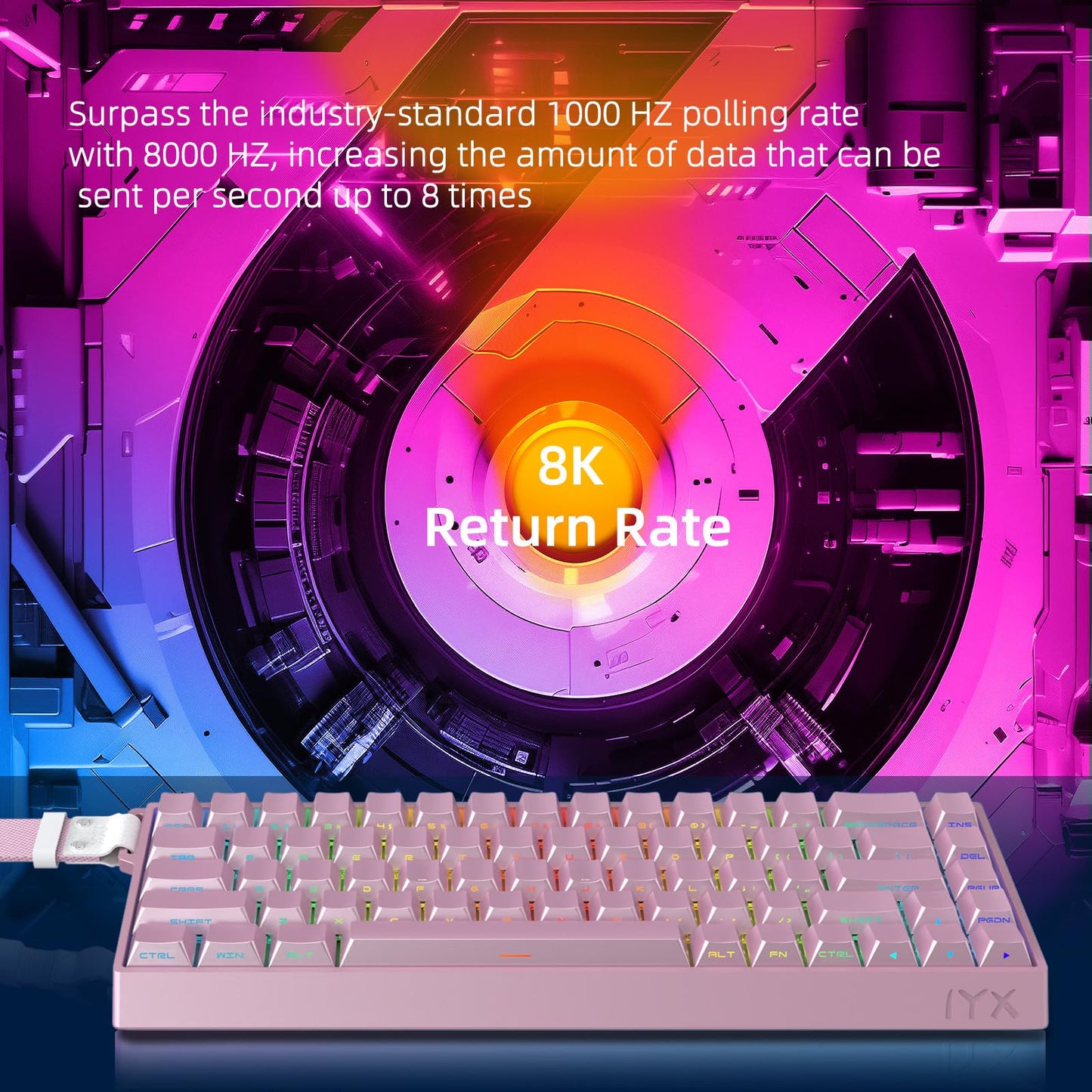 IROK MU68 Ultra Rapid Trigger Magnetic Switch Keyboard, Zero Dead Zone, Hot Swapped RGB Programmable, RT 0.01mm 8K, Low Latency Wired Gaming Keyboard for Win/Mac Gamer-Pink