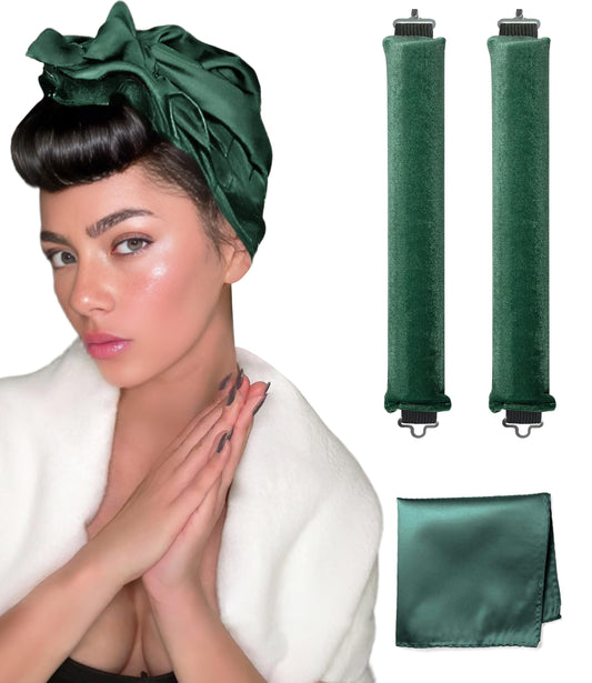 YOSHUYUKI Heatless Curls Overnight Rods No Heat Hair Curlers to Sleep Jumbo Foam Large Hair Rollers for Long Short Hair Heatless Curling Rod Set Styling Tools with Silk Scarf Wrap for Sleeping Green
