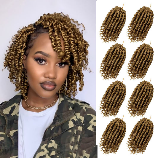Bileaf 6 Inch Passion Twist Crochet Hair Pre Looped Passion Twist Hair 8 Packs, Pre-Twisted Short Crochet Passion Twists Bohemian Braiding Hair Crochet Twist Hair for Women Girls and Kids #27