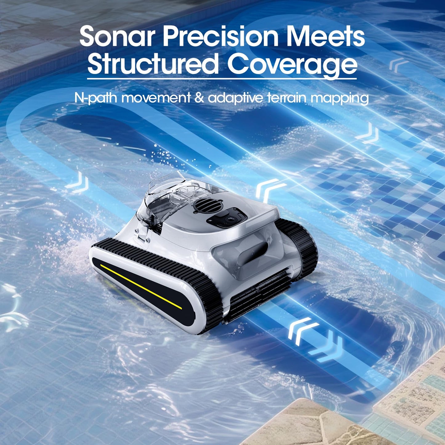 Nepturox Cordless Robotic Pool Cleaner, Pool Vacuum 180W Brushless Motor, 45000Pa Suction, Wall & Waterline Climbing, Auto Path Mapping, for Inground & Above-Ground Pools up to 2150 Sq. Ft.