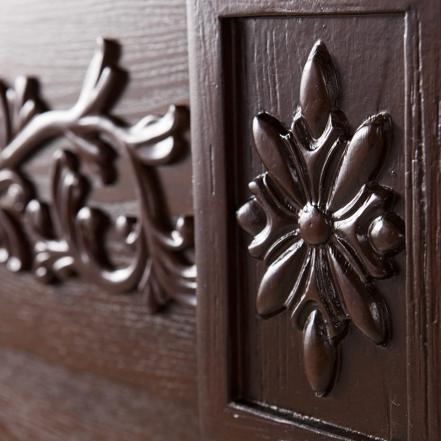 SEI Furniture Calvert Electric Carved Floral Trim 44" Fireplace, Espresso (AMZ8729EF)