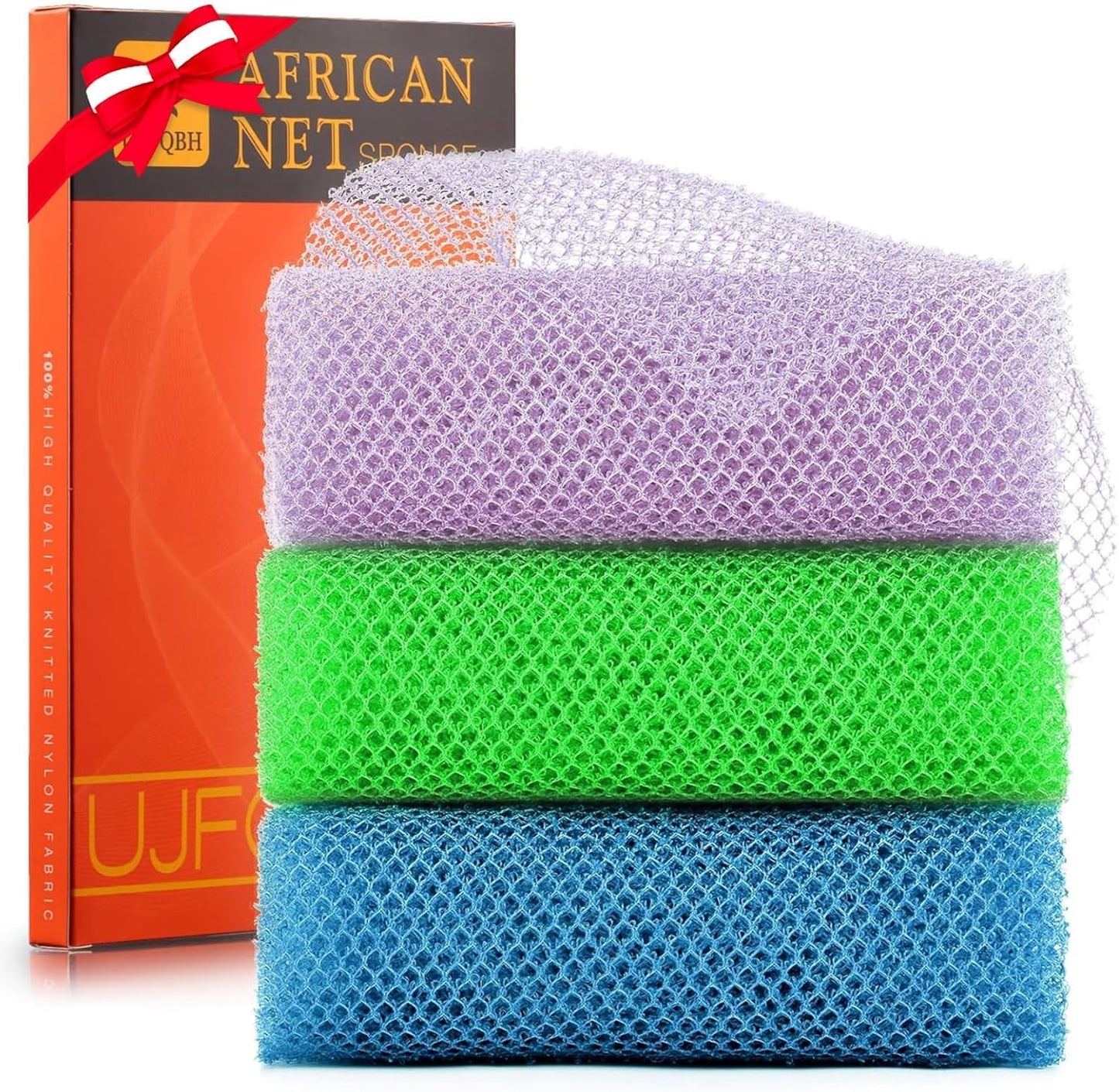 3-Piece African Exfoliating Shower Set | Bright Colors for Smooth Skin