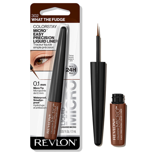 REVLON ColorStay Micro Easy Precision Liquid Eyeliner, Waterproof, Smudgeproof, Longwearing with Felt Tip Applicator, 302 What the Fudge, 0.057 fl oz