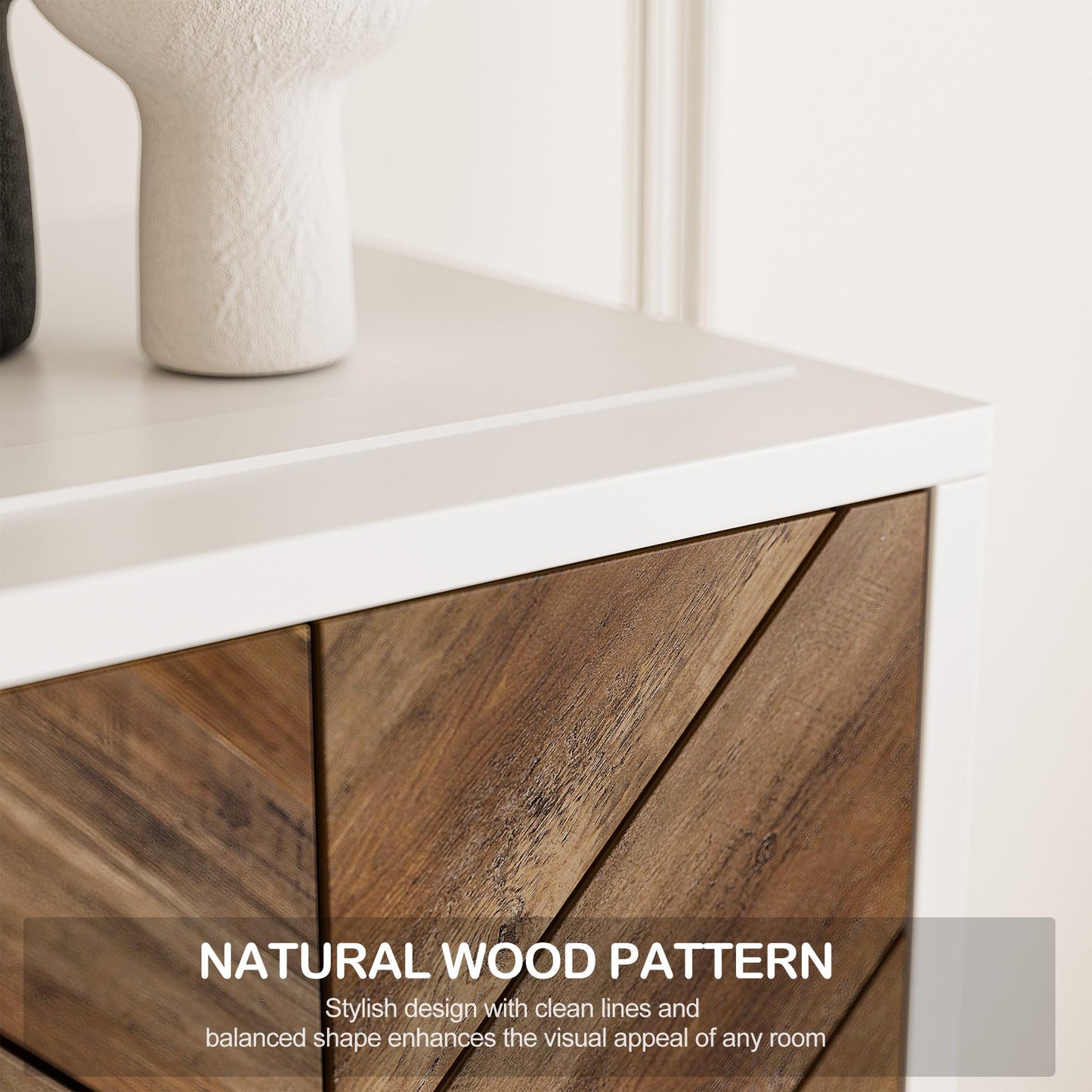 BELLEZE 68" Wood TV Stand with 36" Electric Fireplace, Entertainment Center with Storage Cabinet, Console Table for TVs up to 75 Inches, for Living Room, Bedroom - Harper (White Ebony)