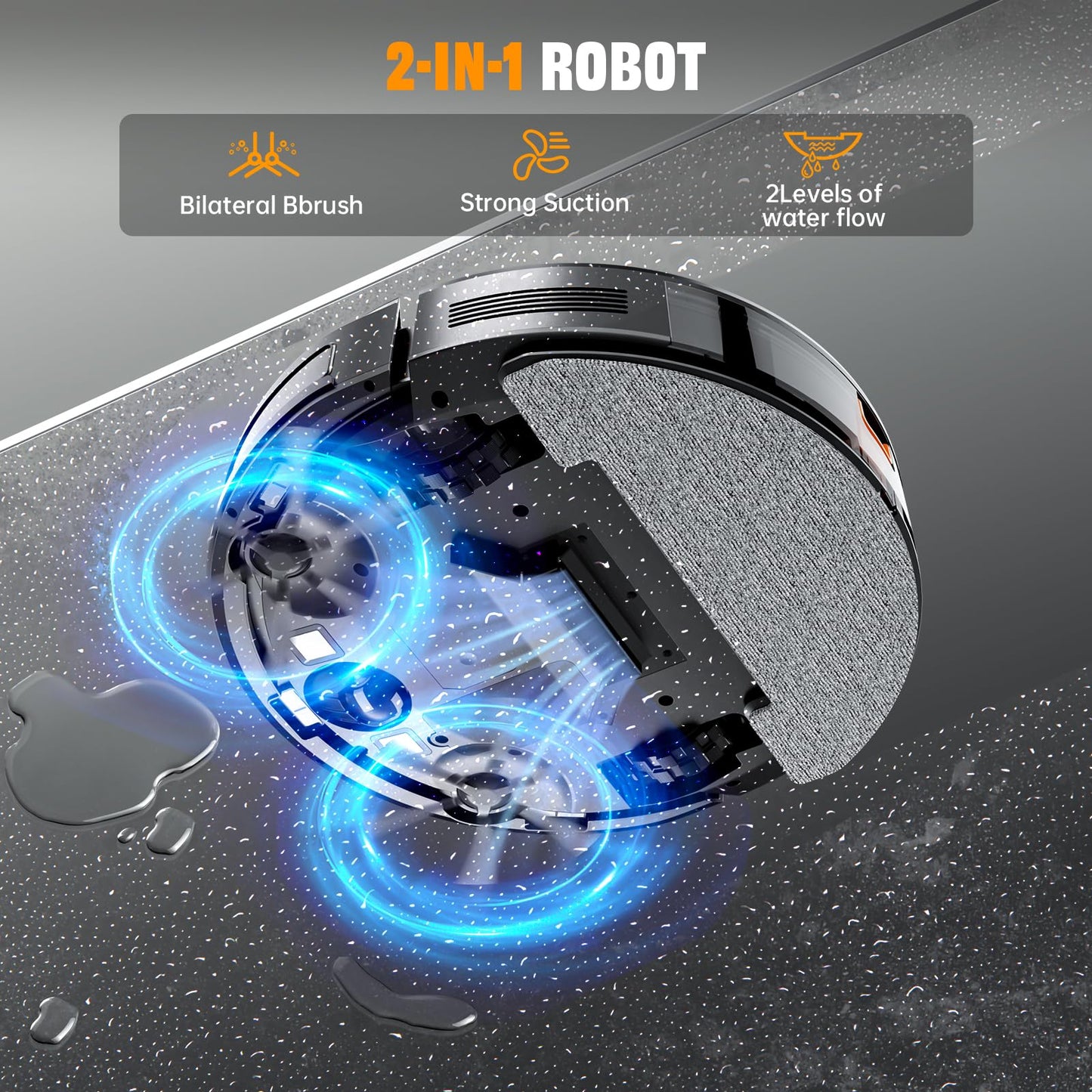 Robot Vacuum and Mop Combo, 2 in 1 Vacuuming & Mopping Robot with Schedule, App/Bluetooth/Voice, 3200Pa Max Suction, Self-Charging Robot Vacuum Cleaner, Slim, Ideal for Pet Hair, Hard Floor, Carpet