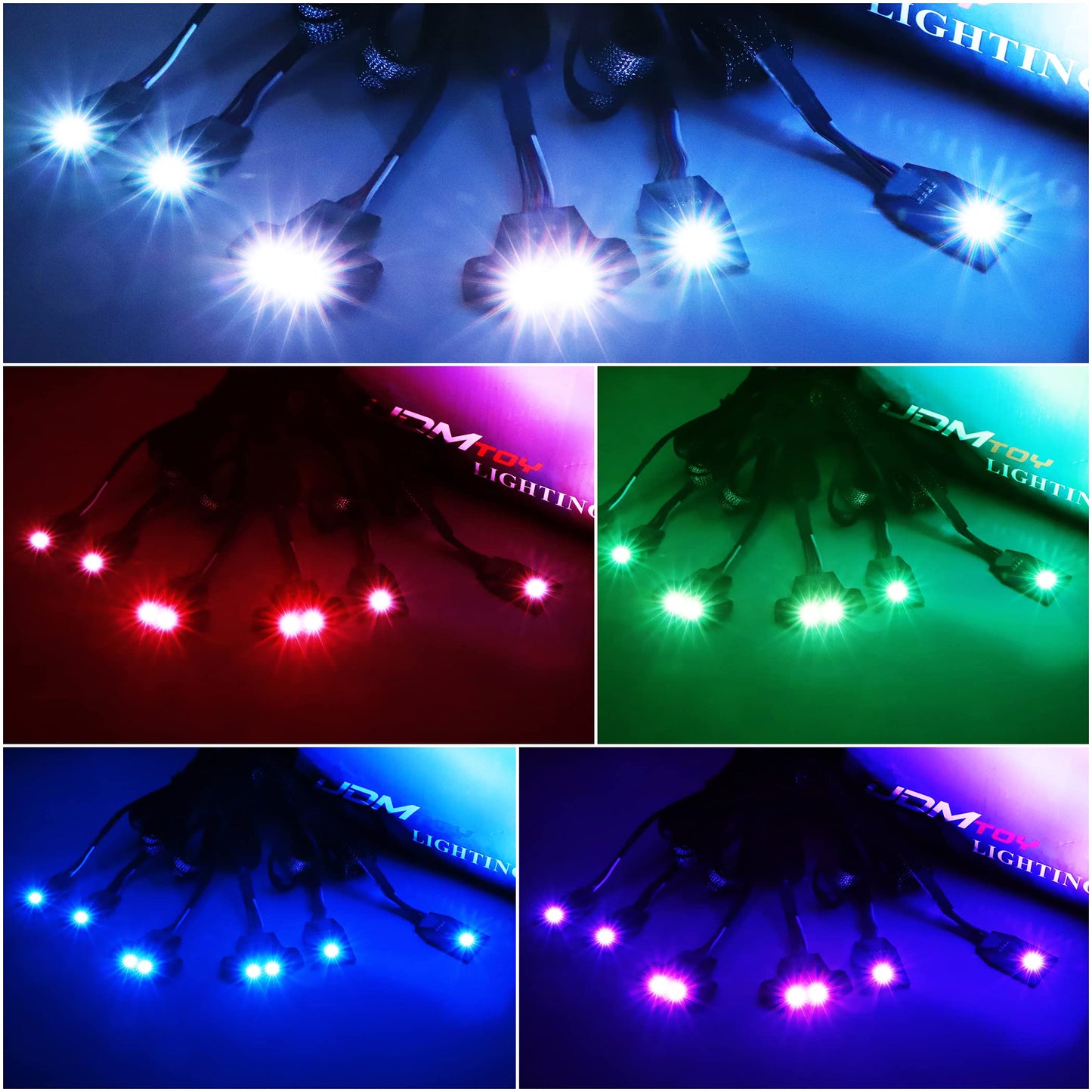 iJDMTOY RGBW Multicolor LED Circuit Board Ambient Lighting Kit Compatible with 2015-up Dodge Charger, Control_by_Smartphone