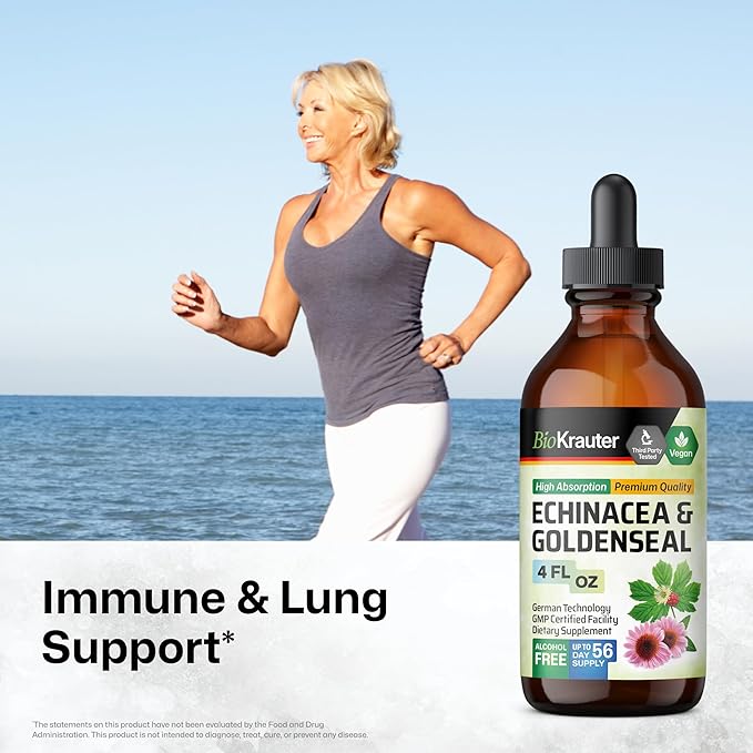 BIO KRAUTER Echinacea with Goldenseal Tincture 4 Fl. Oz. & Olive Leaf Tincture 4 Fl. Oz.