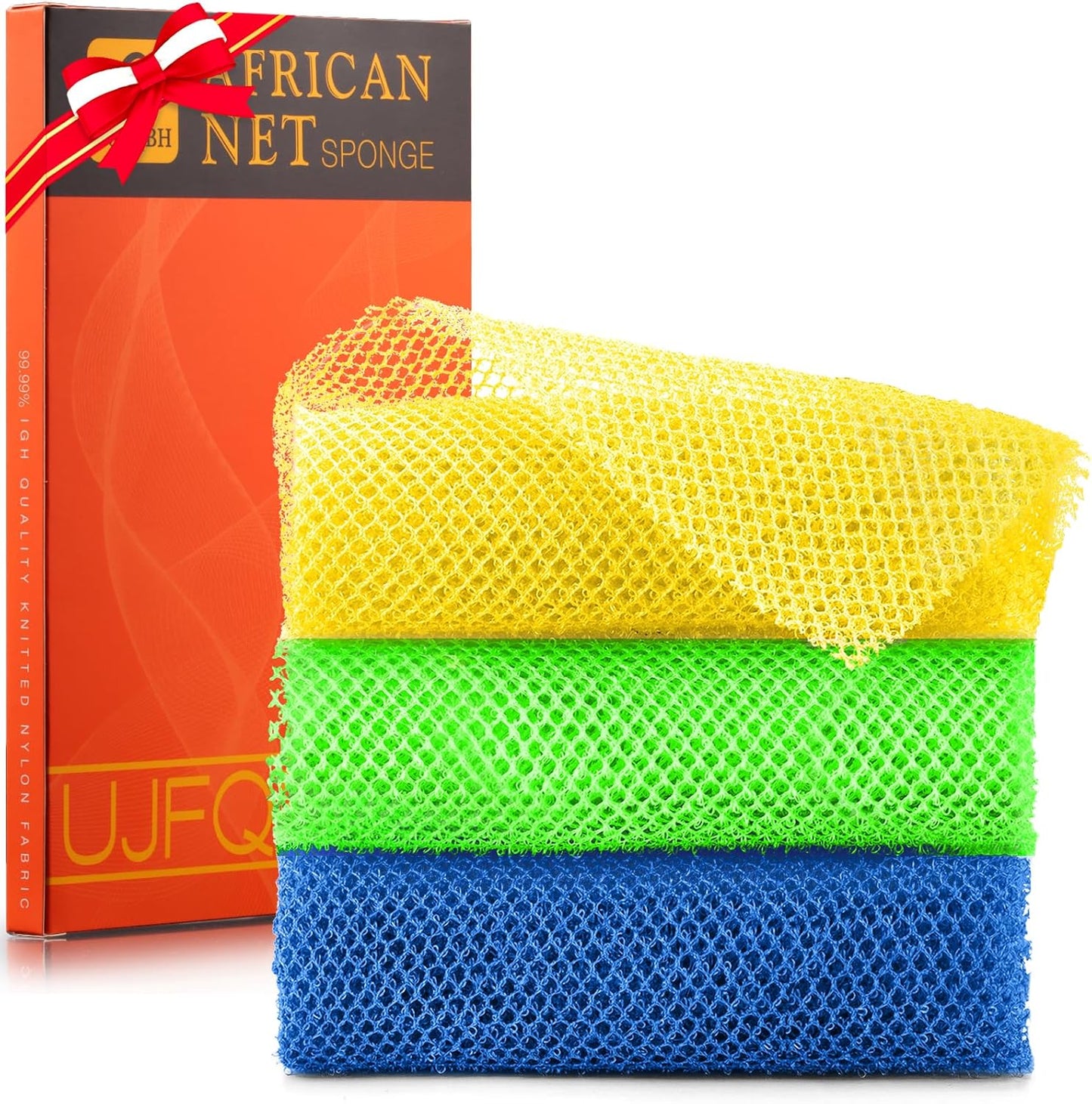 3-Piece African Exfoliating Net Bath Sponge Set | Skin Smoother | Daily Use