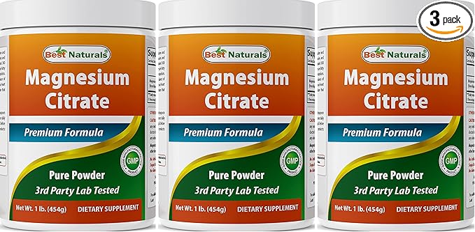 Best Naturals Magnesium Citrate Powder 1 pound (1 LB (Pack of 3))