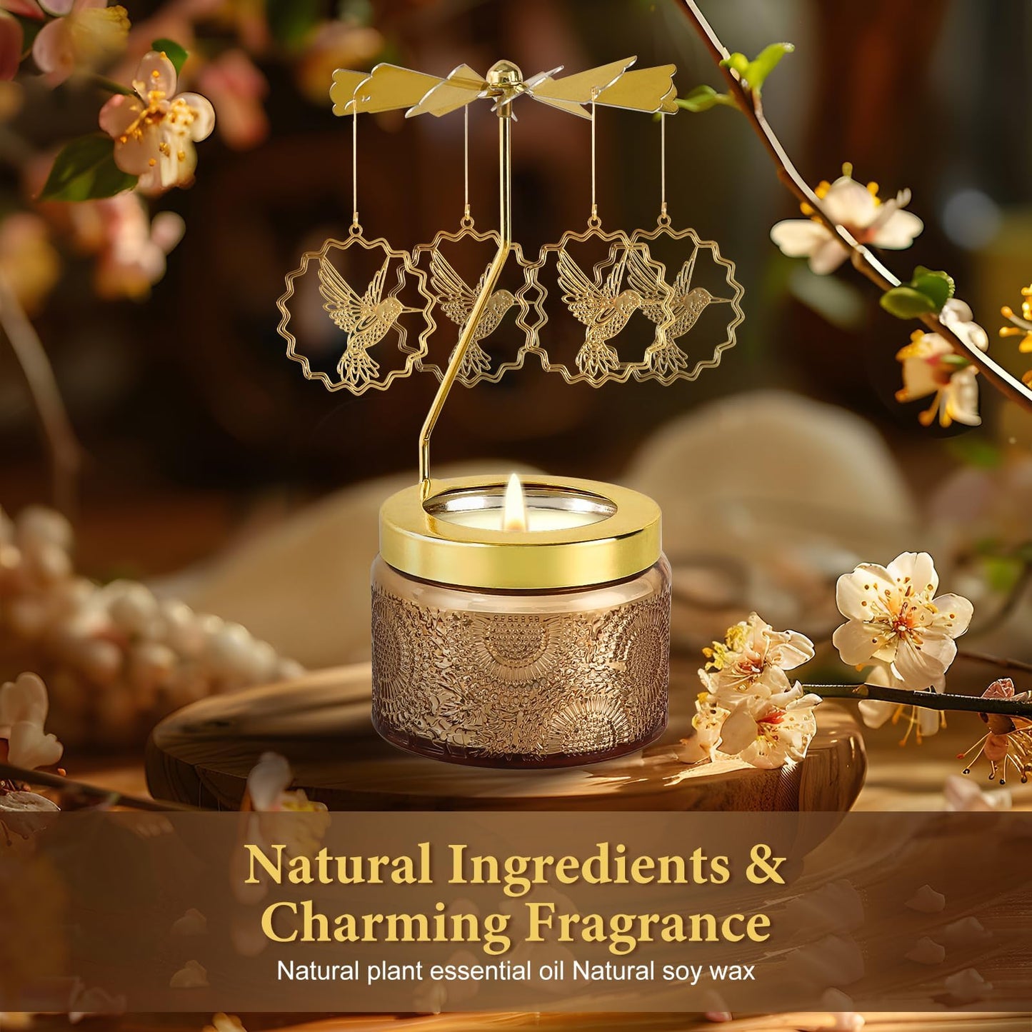 Birthday Gifts for Women, Mom, Wife, Girlfriend, Sister, Her, Female Friends, Gifts for Women Birthday Unique, Mothers Day Gift, Anniversary Rotating Candles Gift for Woman (Hummingbird)