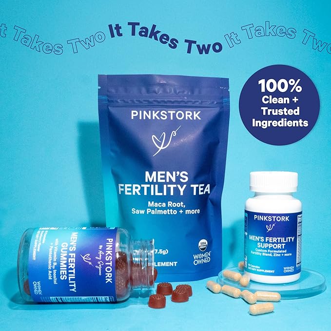 Blue Stork Fertility Supplements for Men - Supports Conception for Him - Male Prenatal Vitamins with Maca Root, Ashwagandha, Folate, B12 - Sperm Heath, Drive, Motility - 60 Capsules