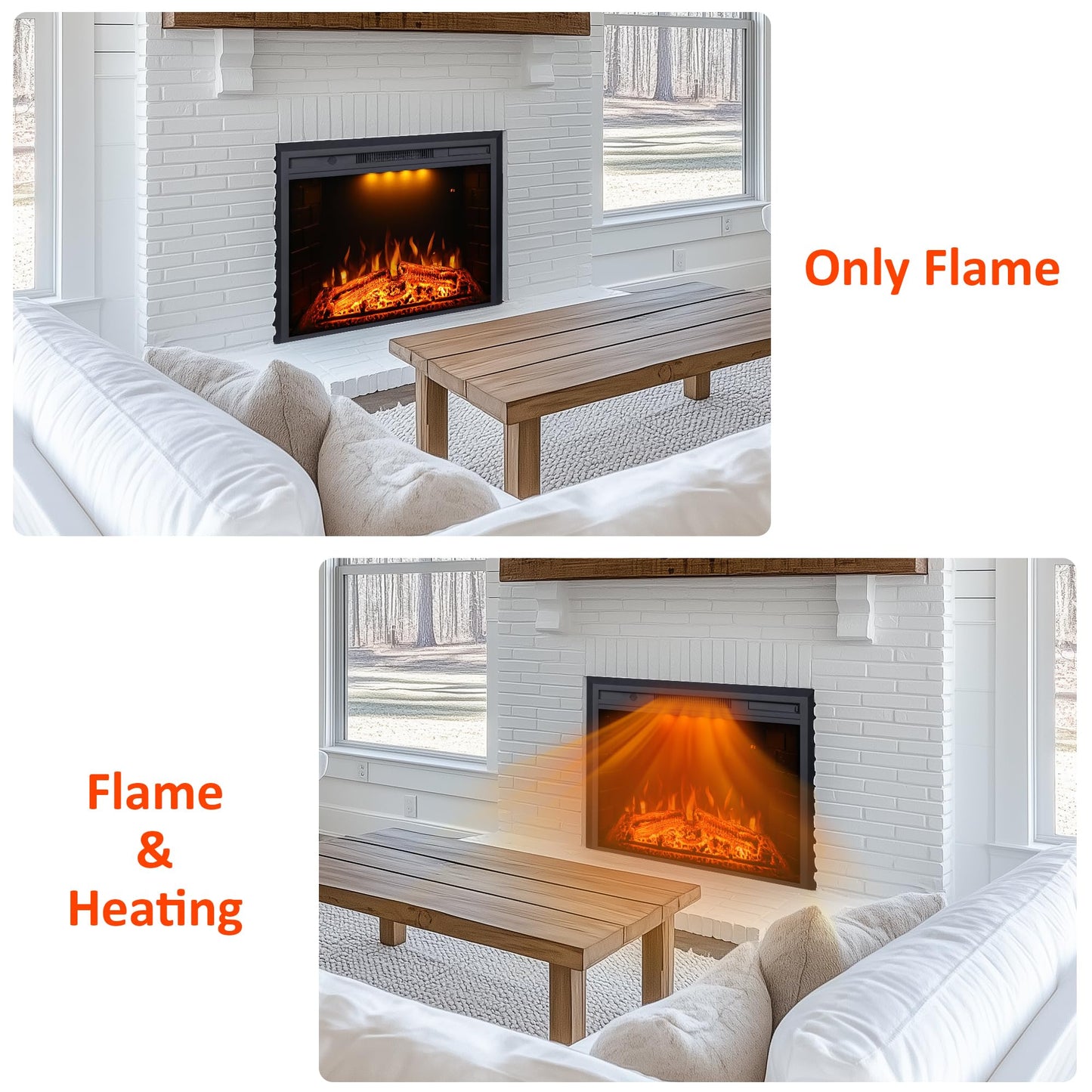 Valuxhome Electric Fireplace, Fireplace Insert with Overheating Protection, 36 Inches Wide 21 Inches High with Fire Crackling Sound, Remote Control, 750/1500W, Black