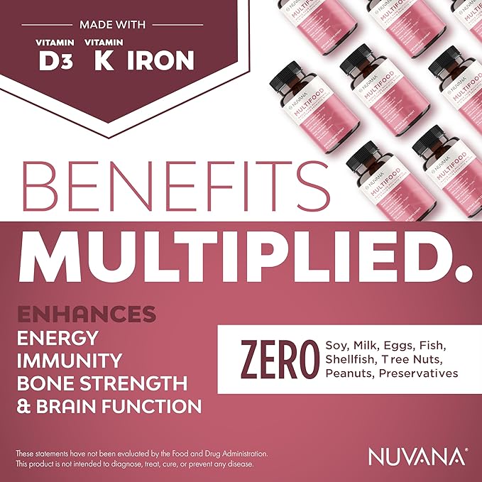 Multifood Whole Food Multivitamin for Men & Women | 21 Organic Fruits & Vegtables | Boosts Energy, Supports Gut & Immune Health | Prebiotics & Probiotics | 60 Capsules