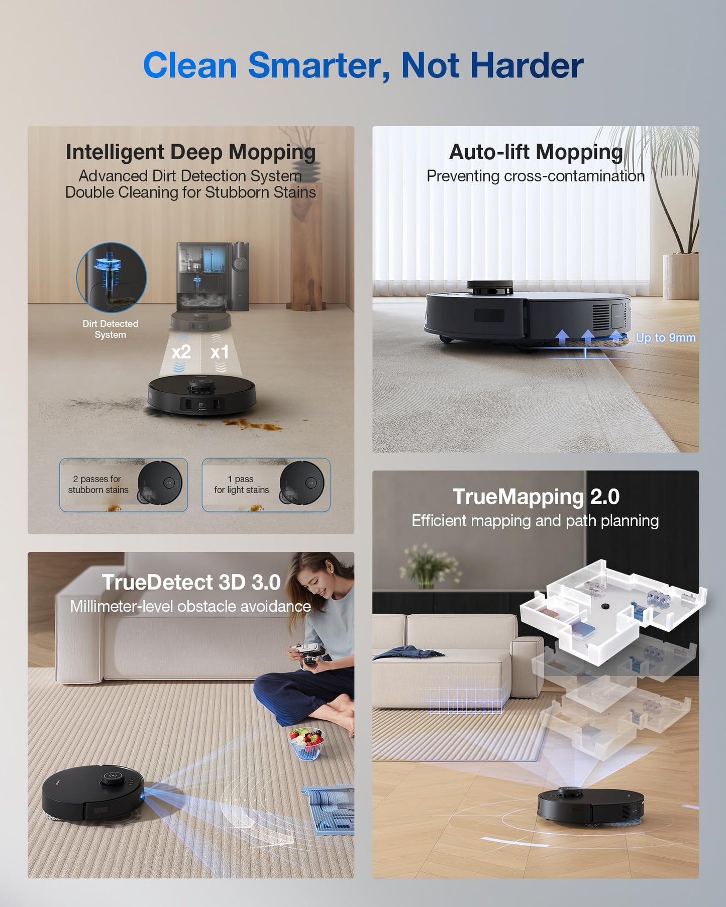 ECOVACS DEEBOT T30S Combo Robot Vacuum and Mop, All-in-One Cleaning Hub, 11000Pa, ZeroTangle Technology, TruEdge Adaptive Edge Mopping, Dual Self-Emptying, Hot Water Washing, Auto-Mop Lifting
