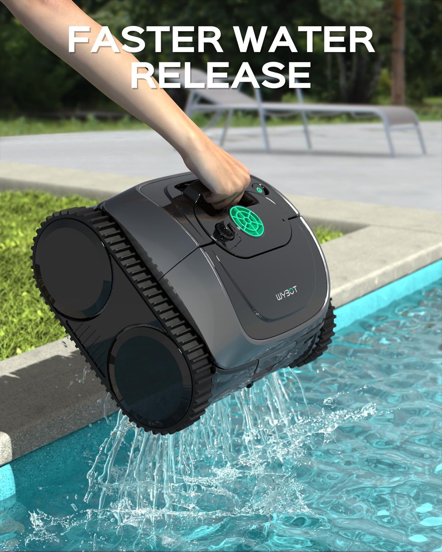 WYBOT C1 Robotic Pool Vacuum for Inground Pools, 150min Runtime Cordless Pool Cleaner up to 1,614Sq.ft, Wall & Waterline Cleaning, 4-in-1 Smart Navigation, App Support