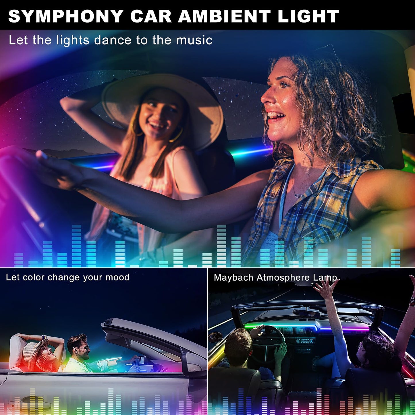 Dreamcolor Acrylic Interior Car LED Strip Light with Wireless APP, RGB 22 in 1 with 175 inches 612 LEDs Fiber Optic Strip Lights for Car, Dual Zone Music Sync Neon Ambient Lighting Kits