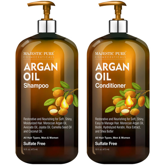 MAJESTIC PURE Argan Oil Shampoo and Conditioner Set | Nourishing & promotes Soft and Silky Hair | Sulfate Free | For All Hair Types, Men and Women - 2 x 16 fl oz