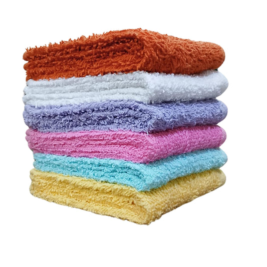Towel and Linen Mart 100% Cotton - Wash Cloth Set - Flannel Face Cloths, Highly Absorbent and Soft Feel Fingertip Towels (Multi Colors, Pack of 12)