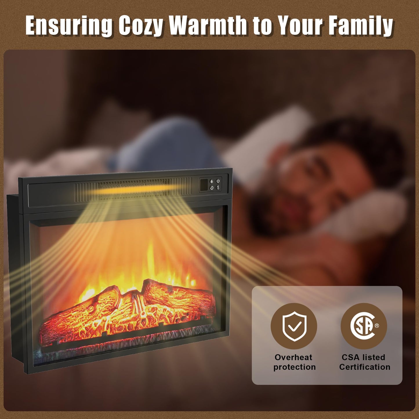 TRONLEE 23 Inches Freestanding Electric Fireplace Insert, Recessed 1400W Electric Fireplace with Built-in Timer and Thermostat, Remote Control Adjustable Temperature, 24.2"x5.1"x17.5"(23 inches)