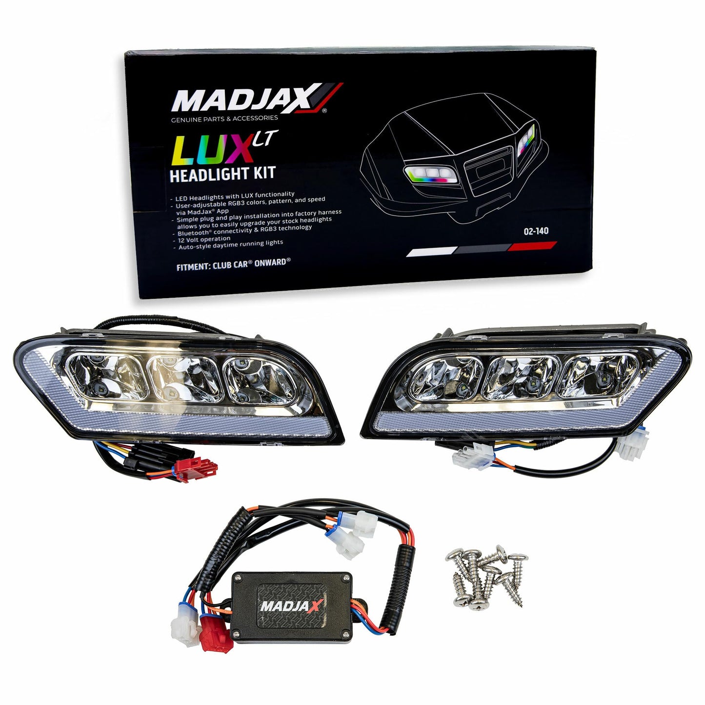 MADJAX LUX LT Golf Cart LED Headlight Kit Compatible with Club Car Onward Models | Fits 2017-Up Models | RGB LED Golf Cart Lights