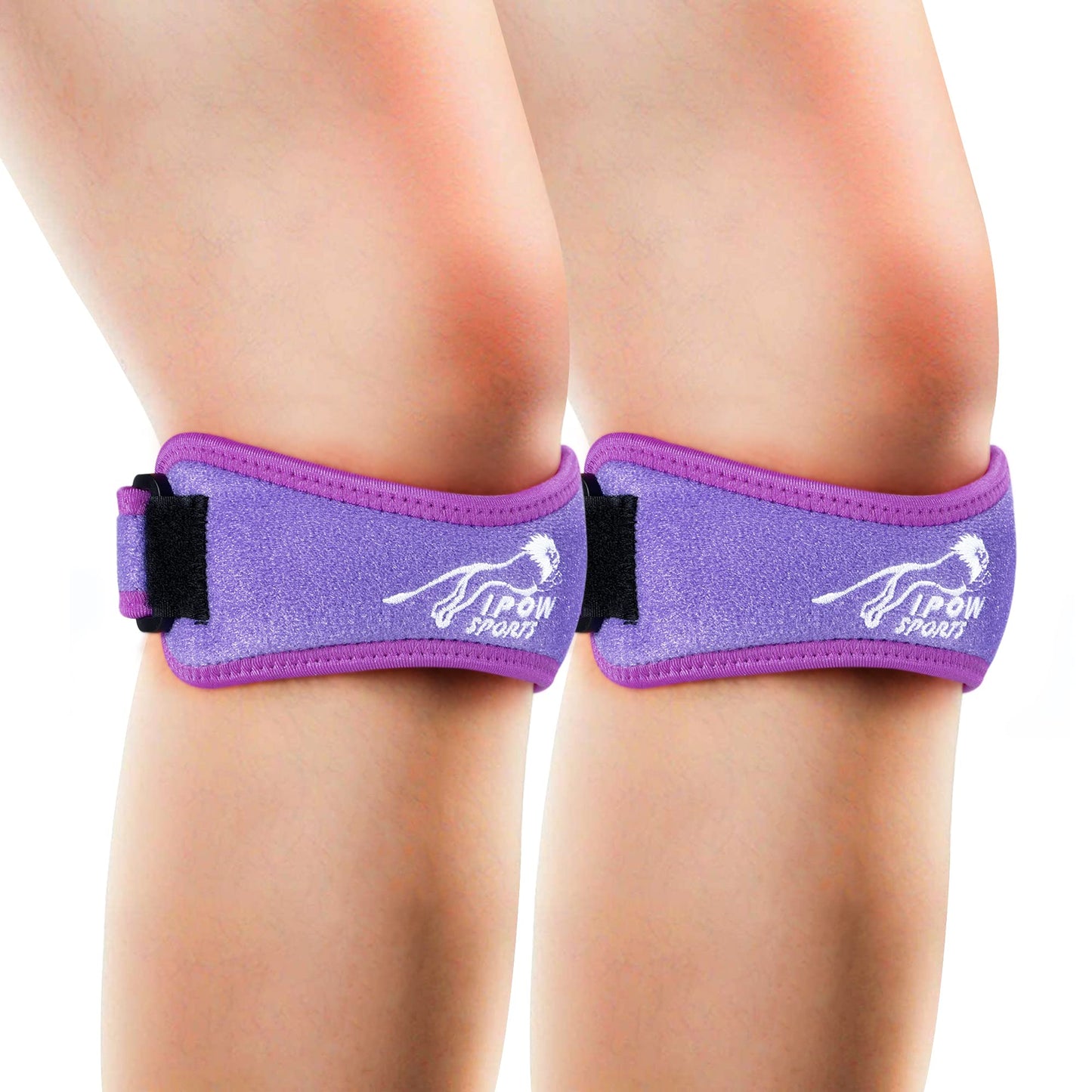 IPOW Embroidery Patellar Tendon Support Strap 2 Pack, Knee Pain Relief & Patella Stabilizer Knee Strap, knee Support for Women and Men, Knee Braces for Running, Working Out, Weightlifting, Arthritis,