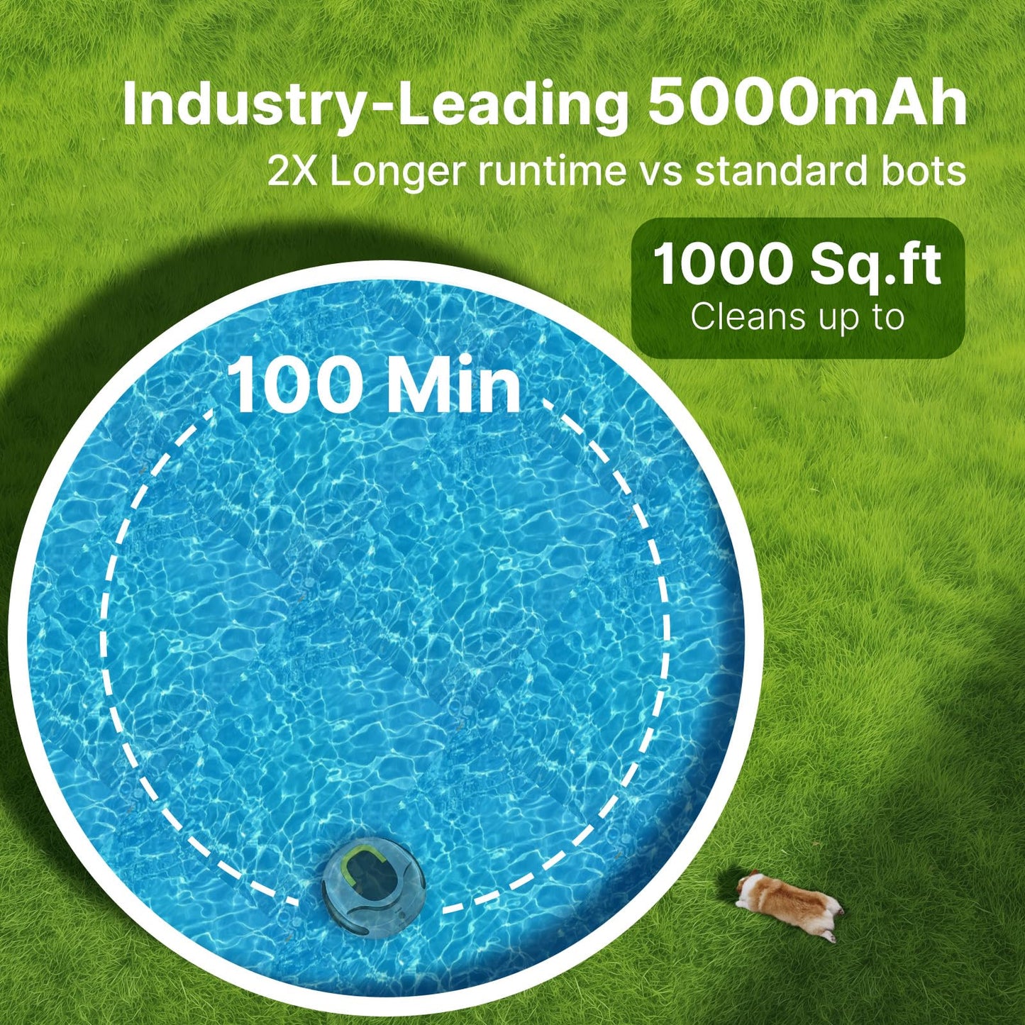 PoolPure Aquaguard SE II Cordless Robotic Pool Cleaner for Above Ground Pools, 100 Min Runtime, 5000mAh Fast Charge, Self-Parking, 2 Cleaning Modes, up to 1000 Sq.Ft (Grey)