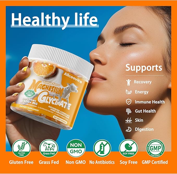 Bovine Colostrum Chews Supplement with probiotics for Gut Health, Bloating, Immune Support, Skin, Hair Growth and Beauty - Orange Flavor (60 Servings)