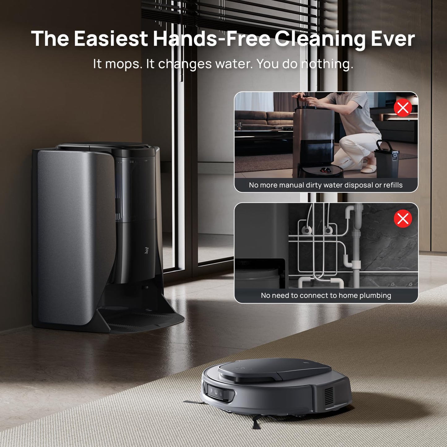 3i S10 Ultra Robot Vacuum and Mop with WaterRecycle System, 13000Pa Suction, Self-Cleaning Extendable Roller Mop, Auto Mop Washing & Drying, Self-Emptying & Refilling, Ai Obstacle Avoidance