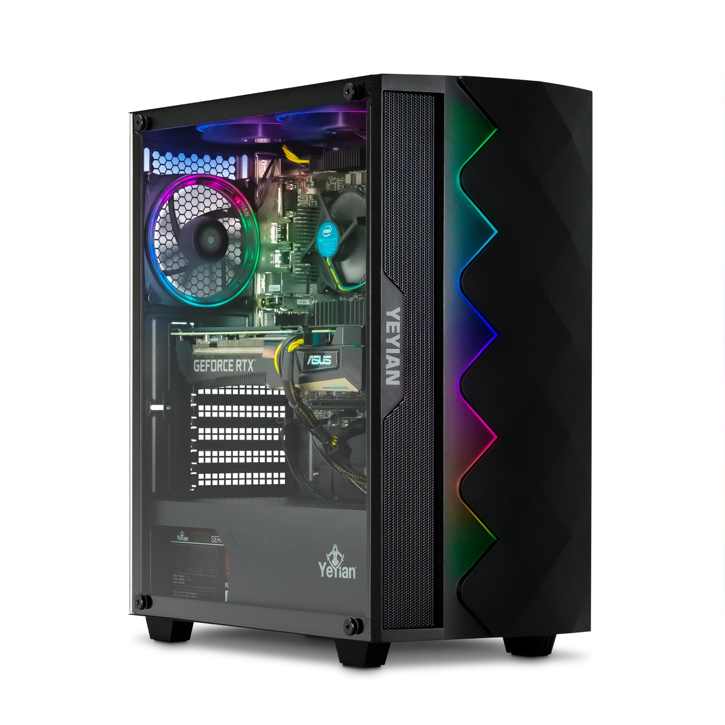 YEYIAN Shoge Gaming Computer - Intel 11th Gen i5-11400F 4.4 GHz, GeForce RTX 3060 Ti Gaming PC Desktop, 512GB NVMe SSD, 16GB DDR4 3200MHz RAM, Stock Fan, Win 11 Home, WiFi 6, 650W PSU