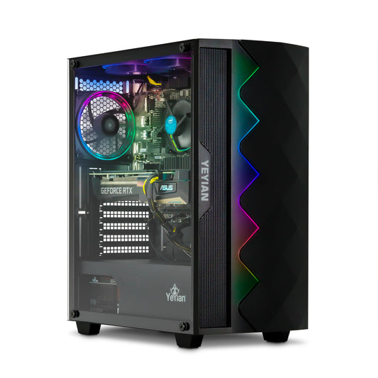 YEYIAN Shoge Gaming Computer - Intel 11th Gen i5-11400F 4.4 GHz, GeForce RTX 3060 Ti Gaming PC Desktop, 512GB NVMe SSD, 16GB DDR4 3200MHz RAM, Stock Fan, Win 11 Home, WiFi 6, 650W PSU