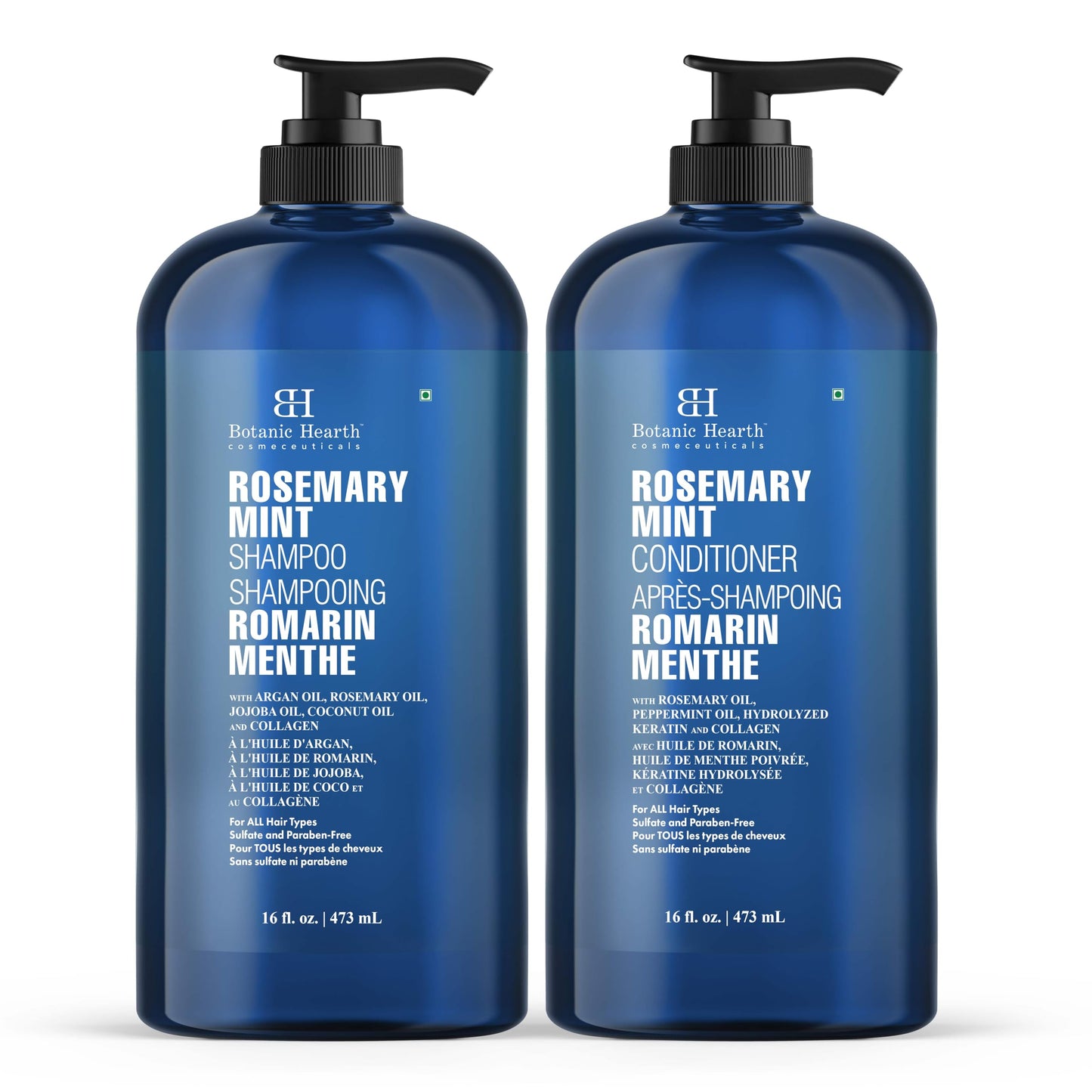 Botanic Hearth Rosemary Mint Shampoo and Conditioner Set, Thickening Formula, Promotes Hair Growth and Scalp Health Sulfate Free & Paraben Free, for Men & Women - 16 fl oz each