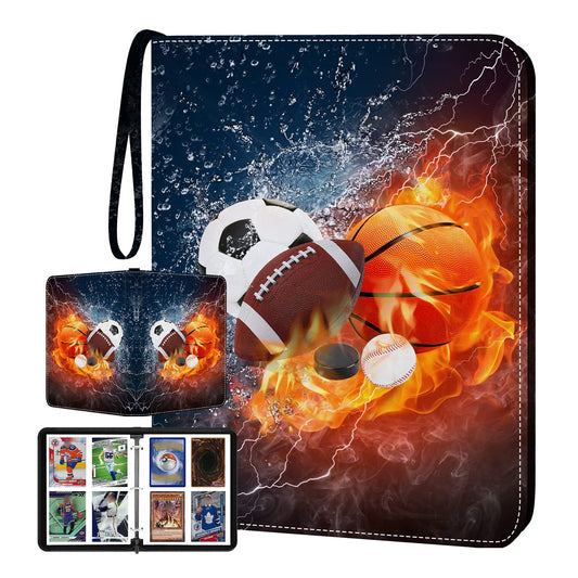 HESPLUS Sports Card Binder 4 Pocket Trading Card Binder 400 Pockets Double Sided Pockets Baseball Card Binder for Football Baseball Basketball Hockey Card and Other TCG Collection Storage Album