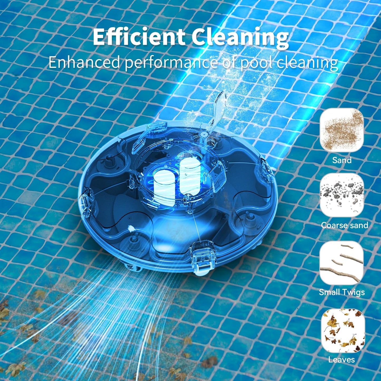 LVKE L1 Cordless Robotic Pool Cleaner, Ideal for Above Ground Flat Pools up to 38 Feet, Green