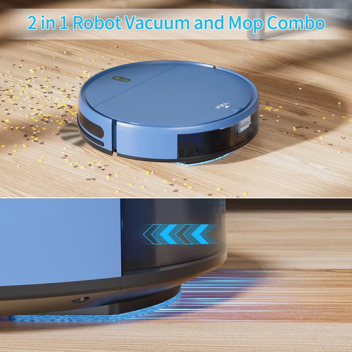 ZCWA Robot Vacuum and Mop, 2 in 1 Self-Charging Robot Vacuum Cleaner Compatible with WiFi/APP, Ideal for Hard Floor, Carpet and Pet Hair