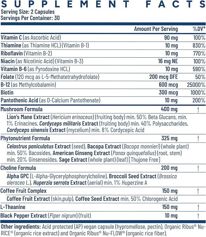 Brain-fx™ Nootropic Brain Energy Memory & Focus Supplement, Lions Mane Extract, L Theanine, Methyl B12 5MTHF B Complex, Alpha GPC Choline, Bacopa Monnieri, Ginseng, Cordyceps, Huperzine A BDNF Factor