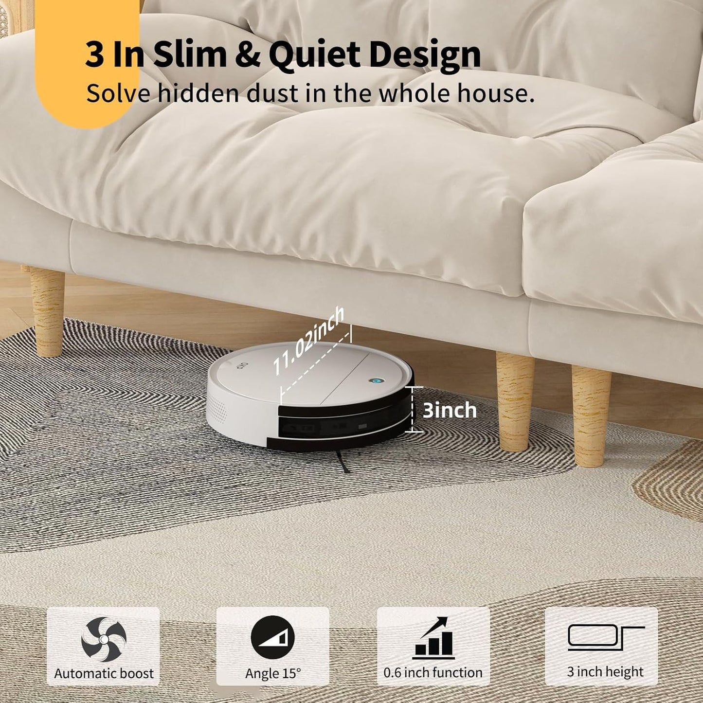 OKP Life Robot Vacuum K5 with 120 Min Runtime, Vacuum Robot Cleaner Compatible with Alexa/APP/Wi-Fi, Self-Charging Super Mini Quiet Robotic Vacuum for Carpets and Hard Floors for Pet Owners and Woman