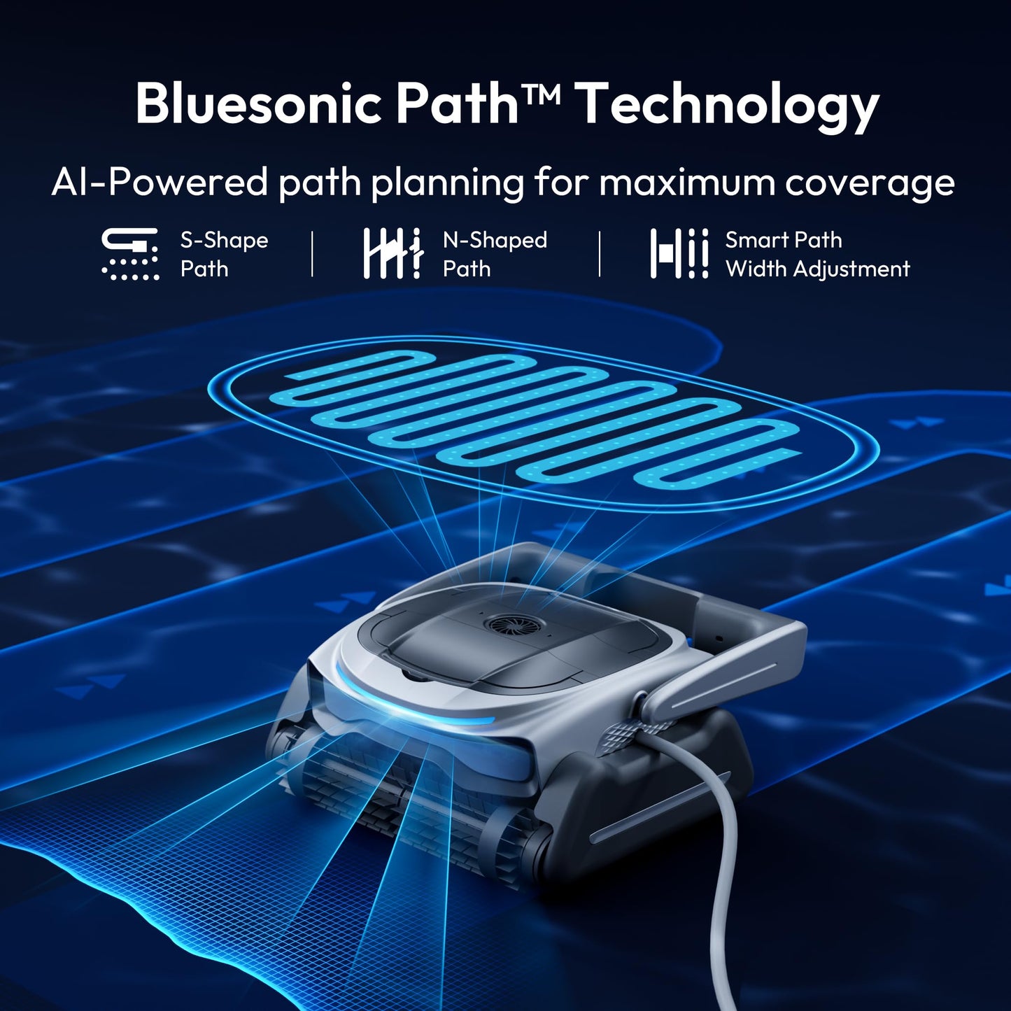 BUBLUE Bubot 800P Robotic Pool Cleaner, Pool Vacuum with Superior Suction, Smart Navigation, APP Control, Custom Scheduling, Wall/Waterline Cleaning, TangleEase Tech, for Pools up to 1,076 Sq.Ft