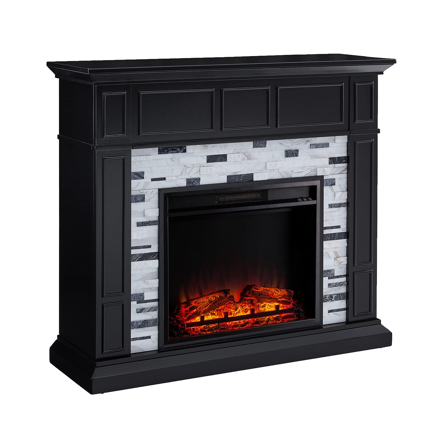 SEI Furniture Drovling Marble Electric Fireplace, Black