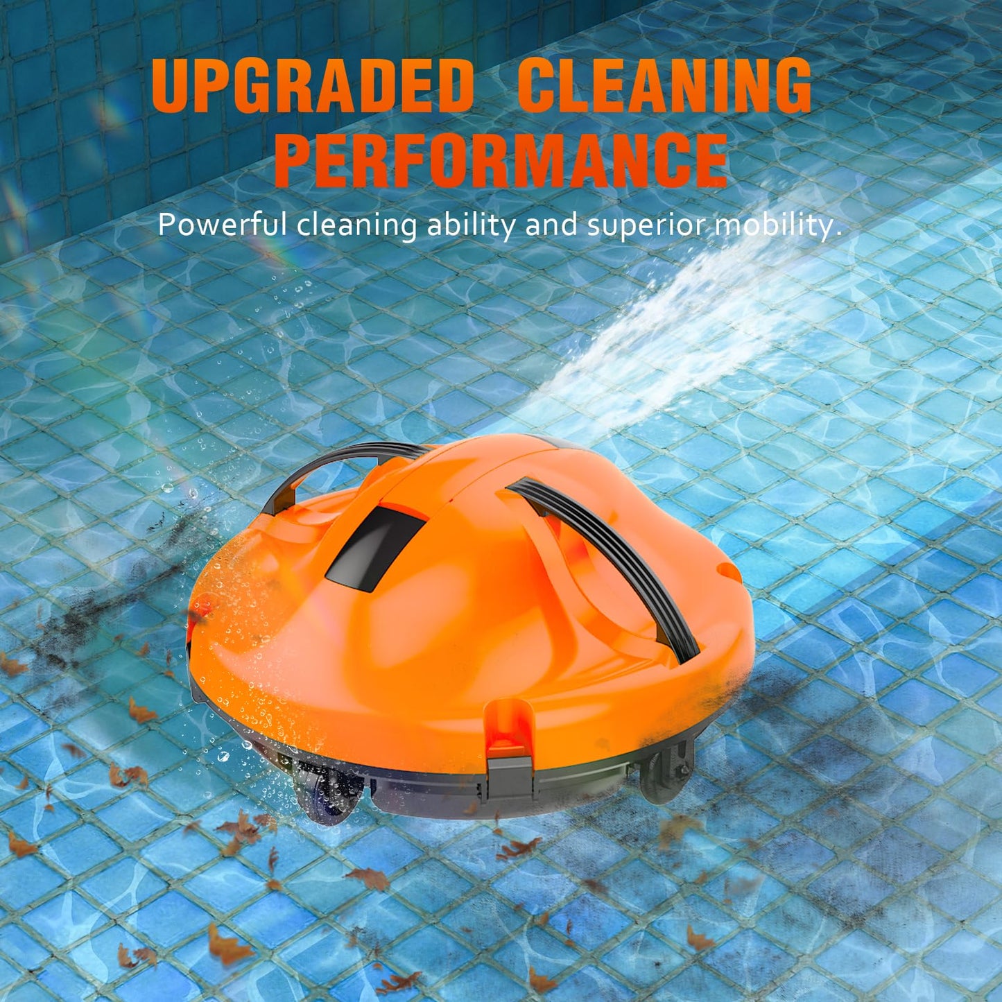 Upgrade Cordless Robotic Pool Cleaner for Above Ground Pool Vacuum Robot with Dual Motors, Automatic Pool Vacuum for Inground Pools Up to 1000 Sq.Ft (Lasts 120 Mins)