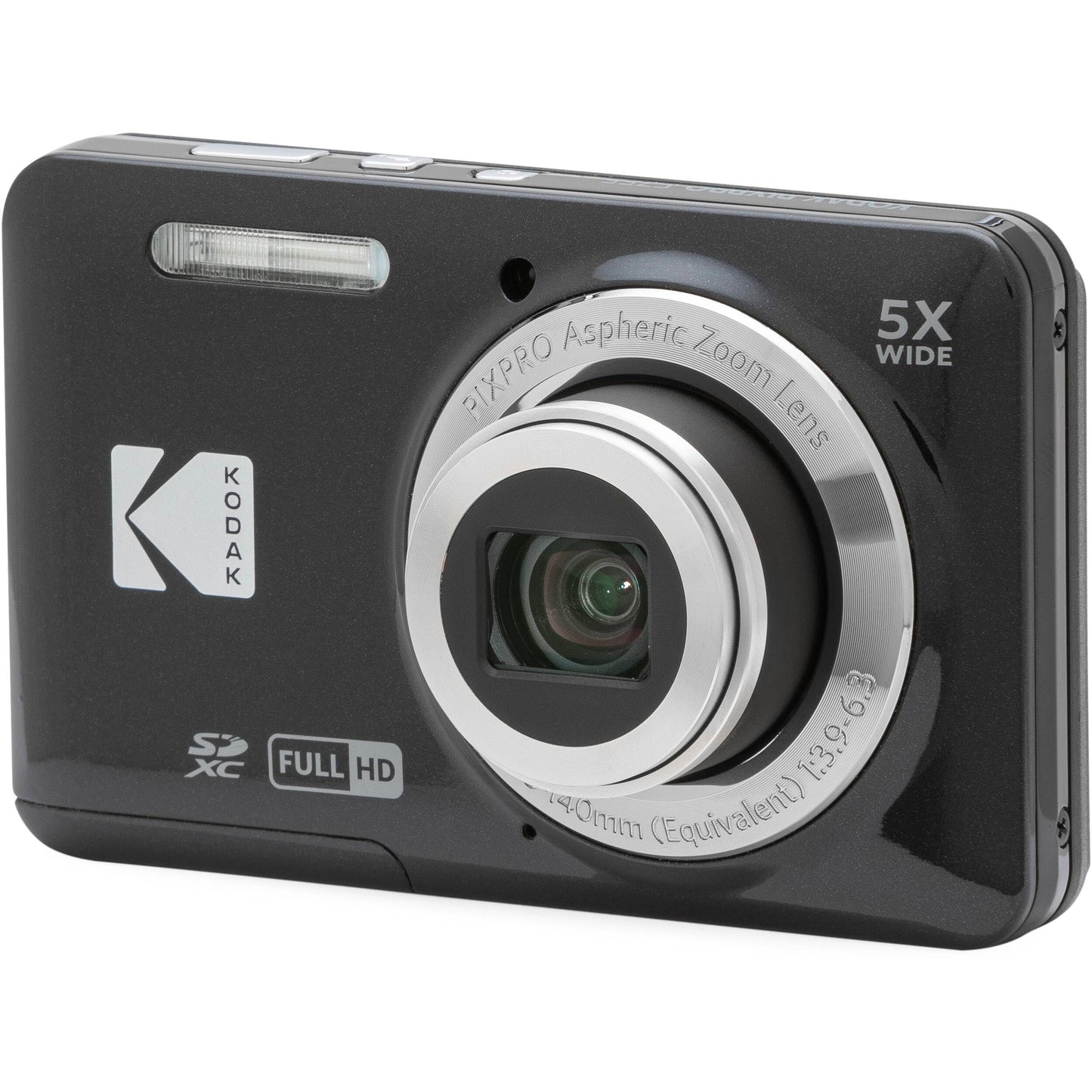 Kodak PIXPRO FZ55 Black 16MP Digital Camera 5X Optical Zoom 28mm Wide Angle 1080P Full HD Video 2.7" LCD Camera + 64GB Card and Reader + Case + Memory Wallet + Tripod + Cleaning Bundle